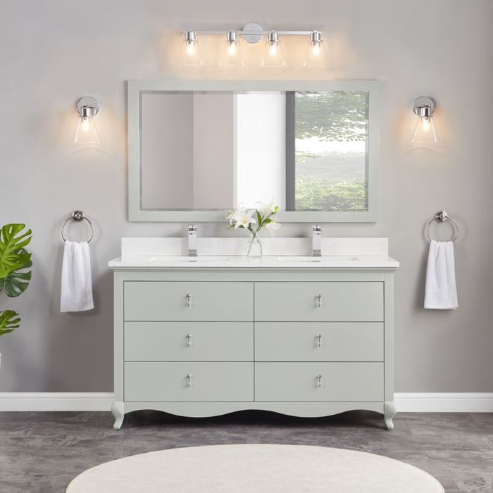 Lovy 60" Silver Strand Finish Single Sink Vanity with 1" Stone Top & 6 Dovetail Drawers