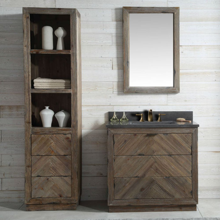 Pease 36" Solid Wood Bathroom Vanity with Marble Countertop, 3-Drawer Storage & Ceramic Sink