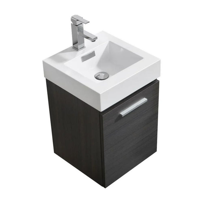 Jody 16" Gray Oak Wall Mount Modern Vanity – Compact Bathroom Vanity with Acrylic Sink