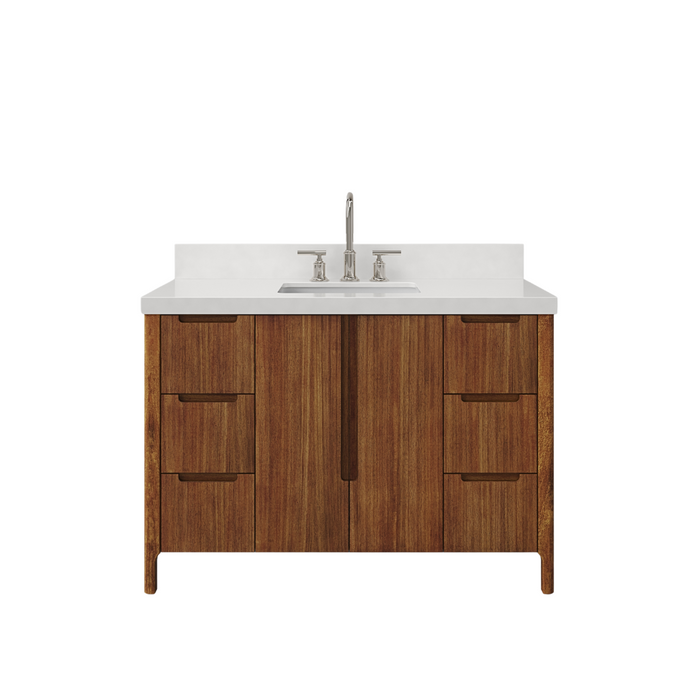 48 Inch Jaylin Single Sink Mango Wood Bathroom Vanity with Quartz Top and Chrome Faucet