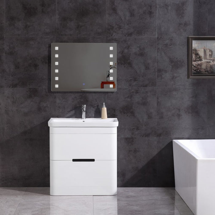 Nikos Contemporary 32" PVC Bathroom Vanity Set – Ceramic Top, LED Mirror & Single Faucet Ready