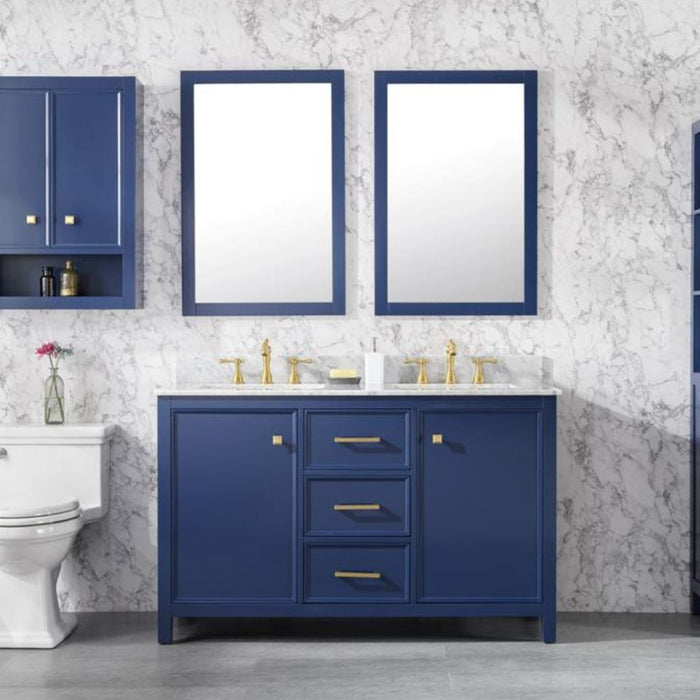 Gardner 54" Modern Double Sink Bathroom Vanity Pewter Green Finish Blue Stone Top with Storage Cabinet and Drawers