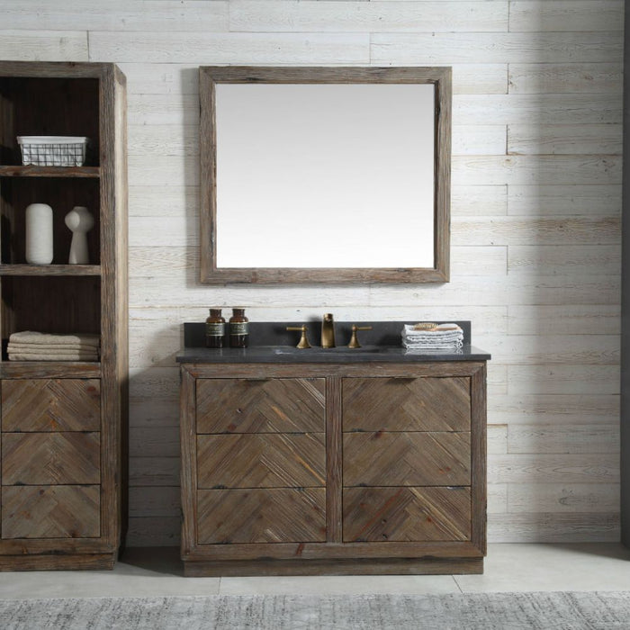 Melody 48" White Marble Top Bathroom Vanity - Wood Cabinet with 6 Drawers & Pre-Drilled Holes