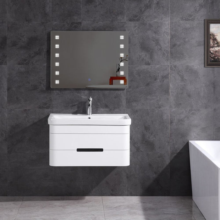 Remi 32" White PVC Single Bathroom Vanity – Modern Freestanding Vanity with LED Mirror & DTC Soft Close Hardware