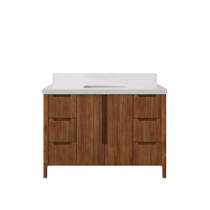 48-Inch Mango Wood Monroe Single Sink Bathroom Vanity with Whitebrook Quartz Countertop