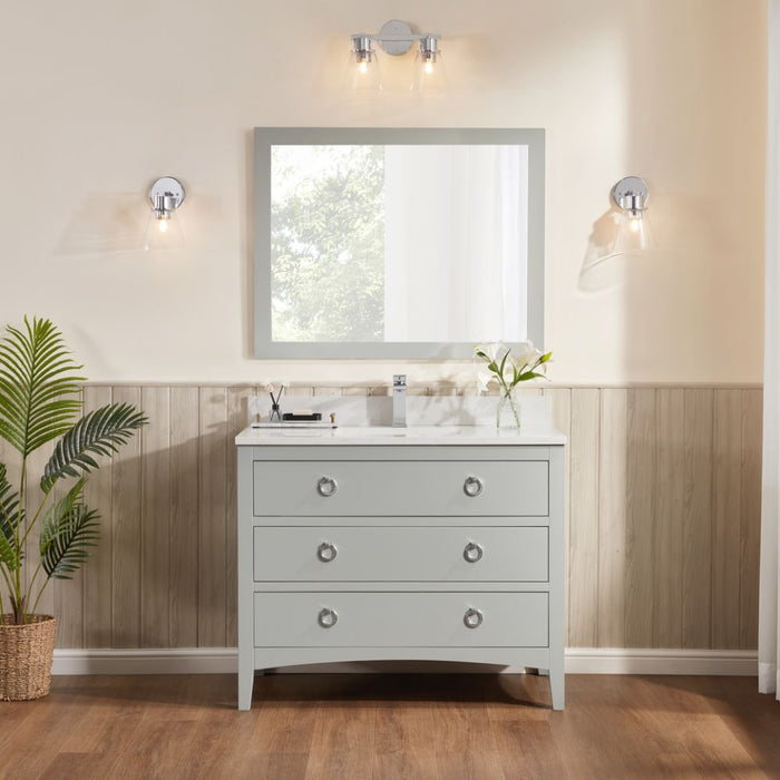 Agnew Silver Strand 42" Silver Sink Vanity – Solid Wood, Artificial Stone Top, Soft-Close Drawers