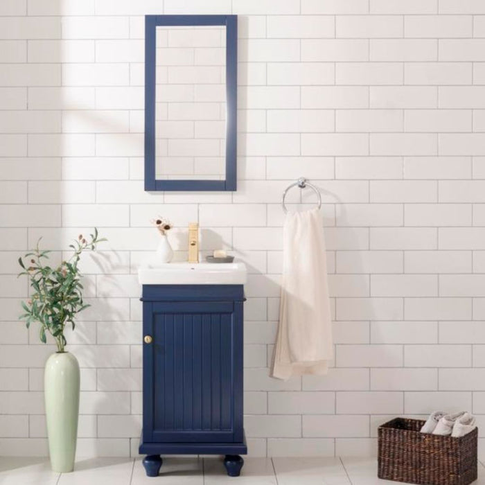 Ambrosia Blue 18" Bathroom Vanity Cabinet with White Ceramic Top – Contemporary Single Faucet Ready