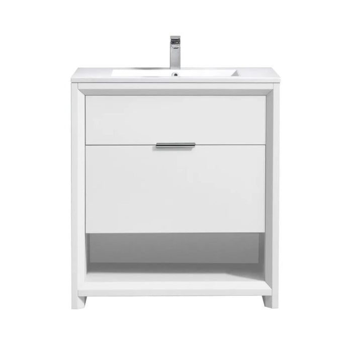 Idola 32" Gloss White Modern Bathroom Vanity – Fully Assembled Wall-Mount with Soft-Closing Storage