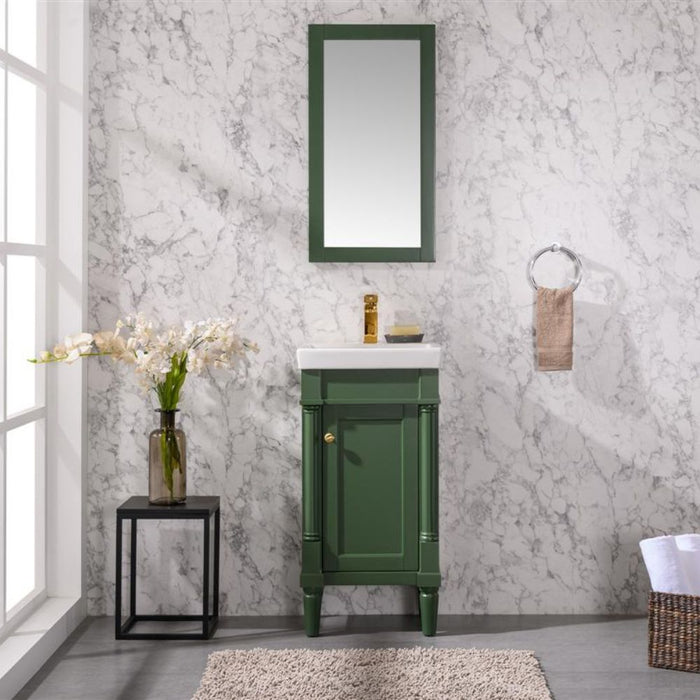Bardot 18" Green Sink Vanity – Compact Single Door with White Ceramic Basin