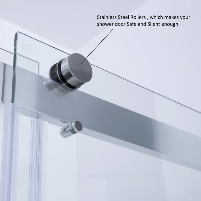 Spezia 60" W x 76" H Double Sliding Frameless Shower Door in Matte Black