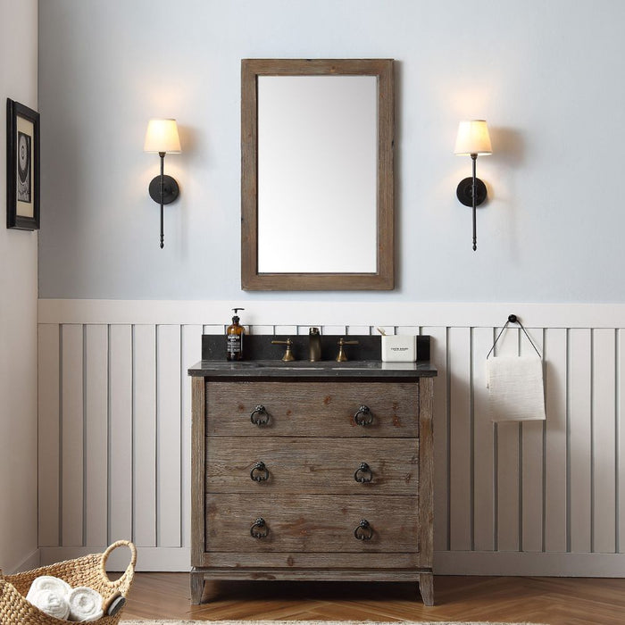 Dauphine 36" Wood Bathroom Vanity Set with Moon Stone Top, White Ceramic Sink & 3 Drawers