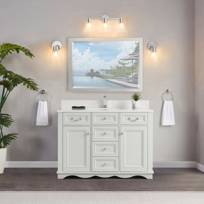 Oreille 48" Silver Strand Finish Bathroom Vanity Set with 1" Stone Countertop & Soft Close Hardware