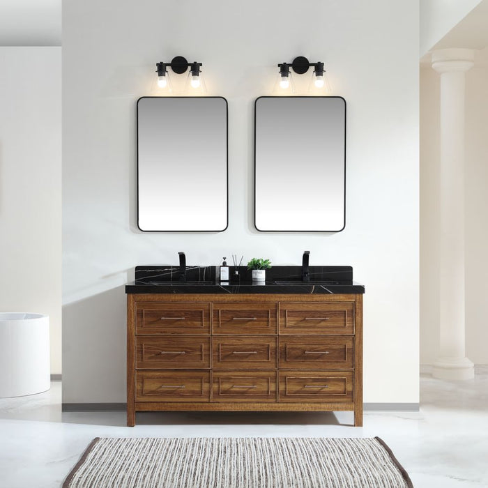 Venezia 60" Ebony Double Sink Vanity – Dark Finish Plywood Construction with White Natural Top
