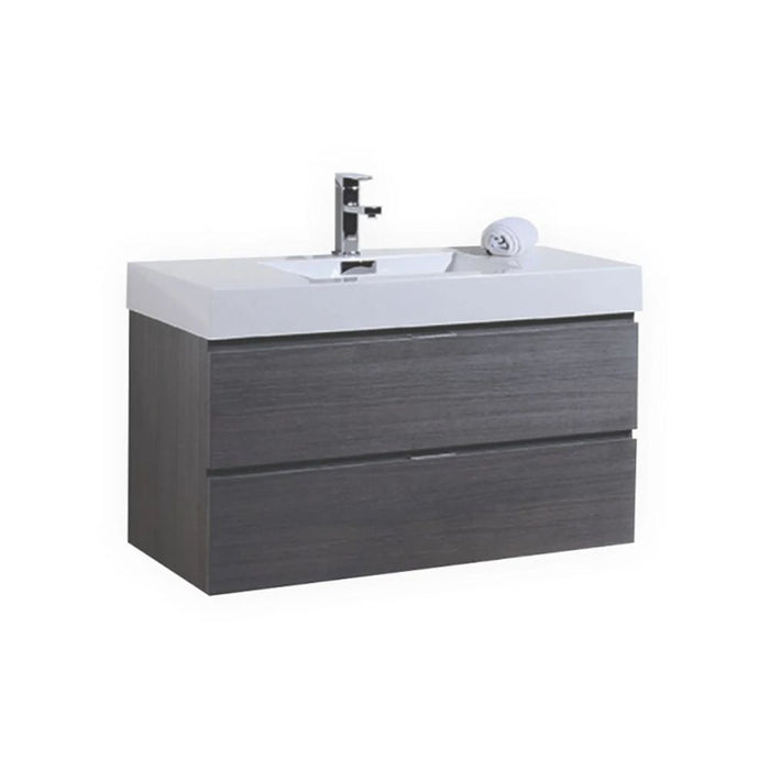 Isak 40" Gray Oak Wall Mounted Bathroom Vanity – Modern Design with Integrated Acrylic Sink