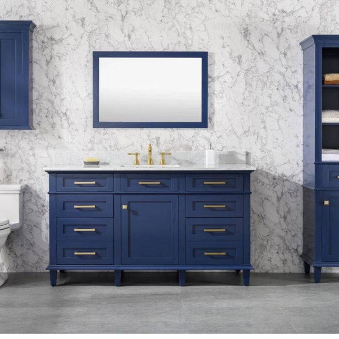 Elizabeth 60" Blue Bathroom Vanity – Carrara Top, Single Sink