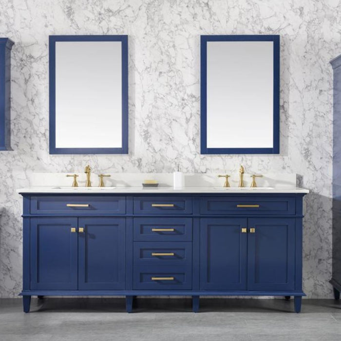 Packer 80" Blue Bathroom Vanity – Quartz Top, Storage Drawers & Doors