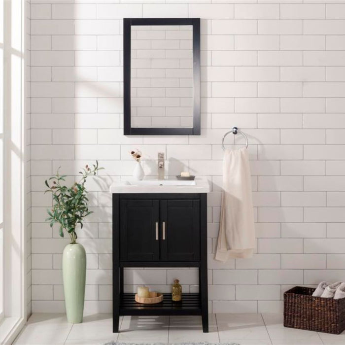 Sabryna 24" Espresso Wood Single Sink Bathroom Vanity – Traditional Style White Ceramic Top