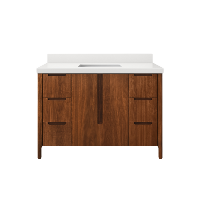 48 Inch Noir Juglans Linden Bathroom Vanity Single Sink - Whitebrook Quartz Countertop