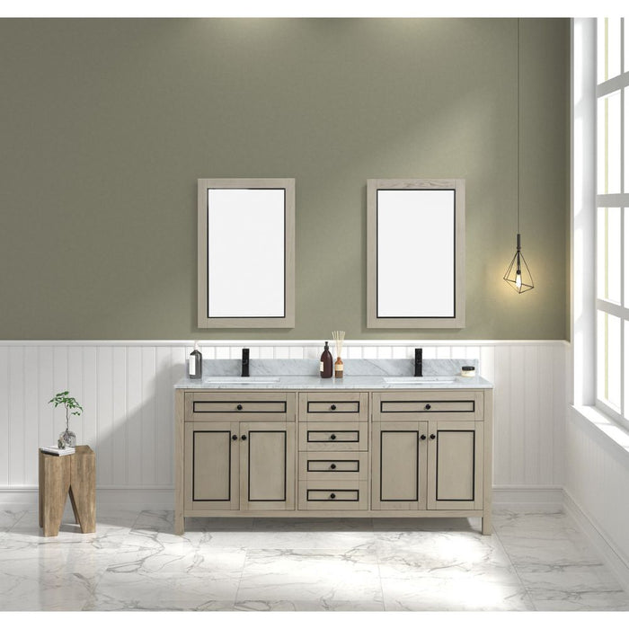 Graca 72" Light Oak Double Vanity Cabinet with Carrara White Countertop & Soft Close Drawers