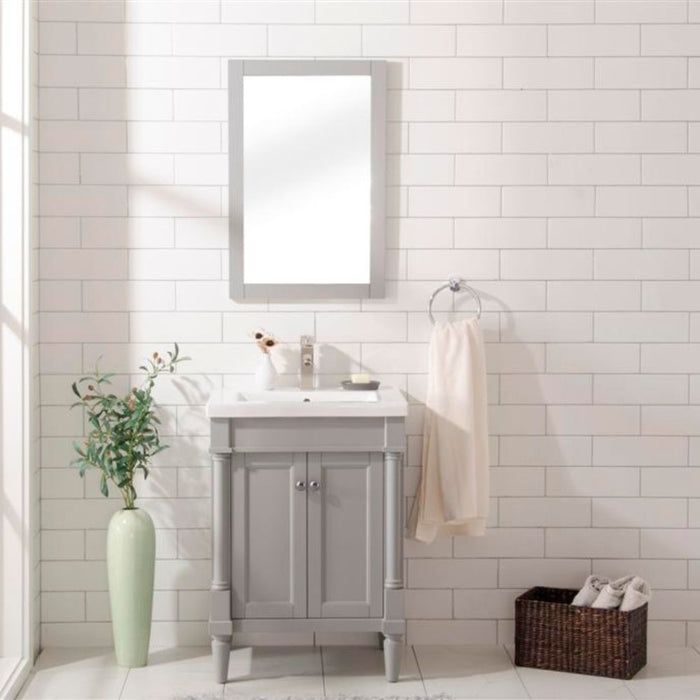 Calla 24" Gray Vanity Cabinet with White Ceramic Sink – Compact Bathroom Storage Solution