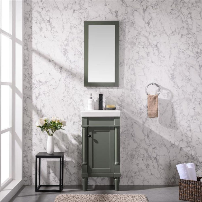 Aurora 18" Pewter Green Ceramic Sink Vanity – Space-Saving Bathroom Storage