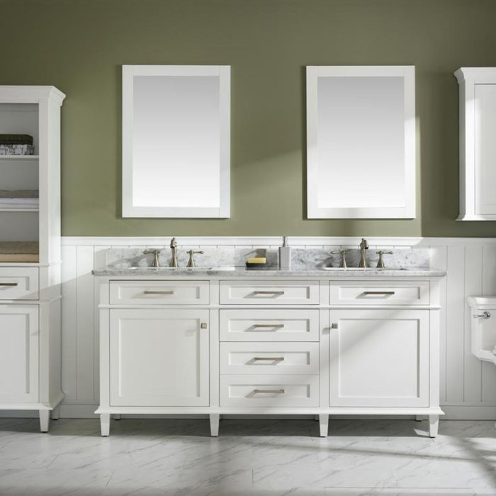 Ilene 72" Wood Double Vanity White – Sleek Design, Marble Countertop