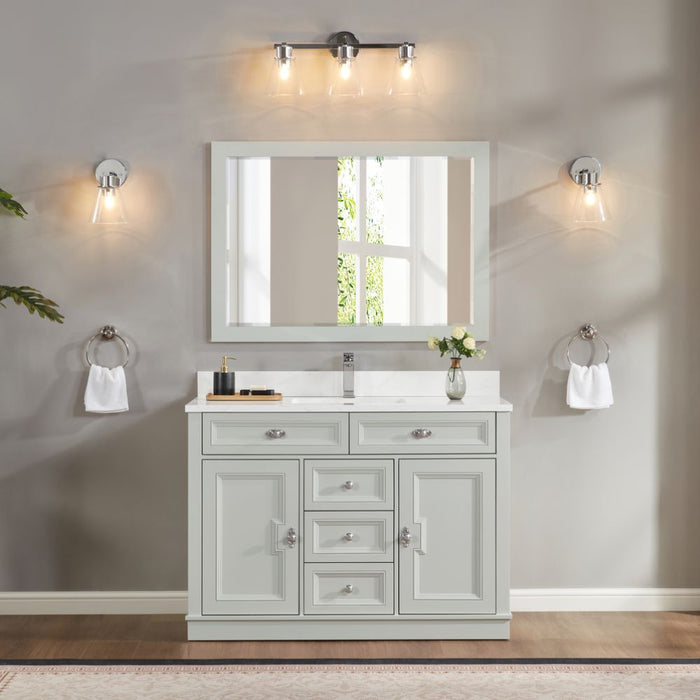 Hildon 48" Silver Strand Wood Bathroom Vanity with Artificial Stone Countertop and Soft Close Storage