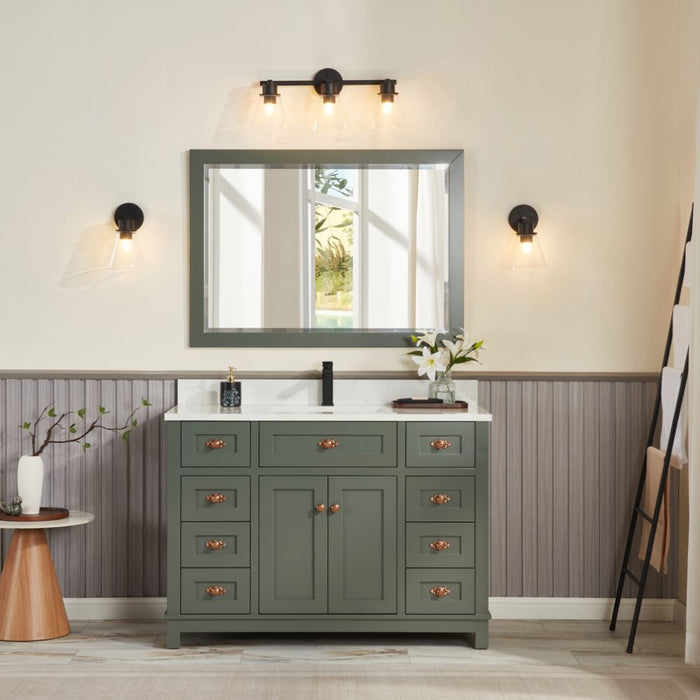 Nikko 48" Pewter Green Solid Wood Sink Vanity with Artificial Stone Countertop