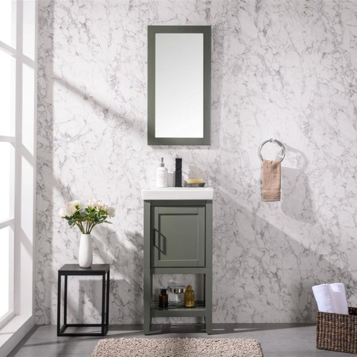 Aster 18" Pewter Green Ceramic Bathroom Vanity - Single Sink with White Top