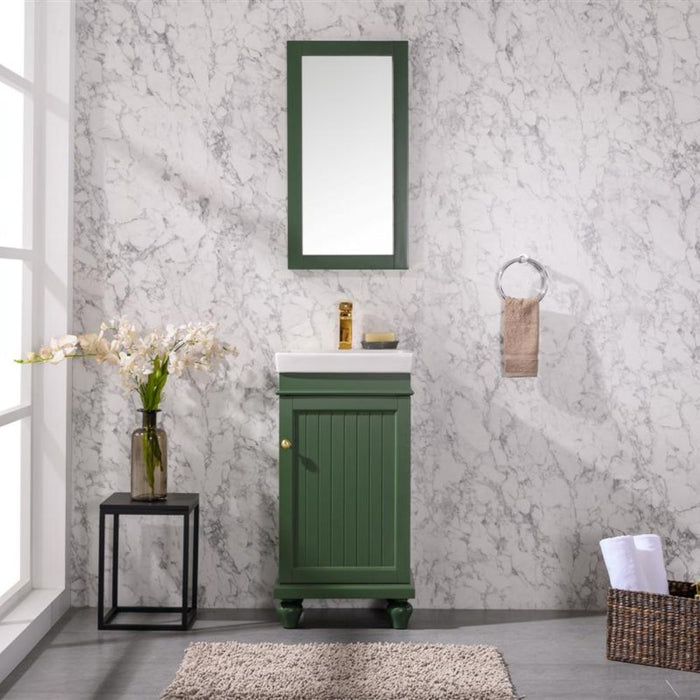 Bellamy 18" Green White Ceramic Sink Vanity – Compact Single Faucet Hole Design