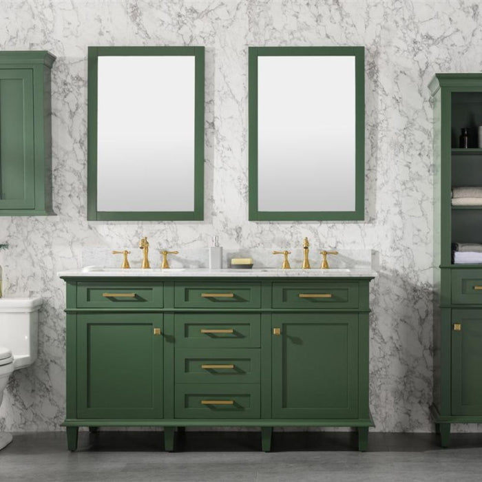 60" Caramay Green Double Vanity – Marble Top, Modern Bathroom Style
