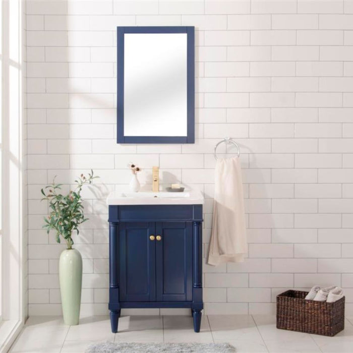 Blaze 24" Blue Sink Vanity Cabinet – Modern Bathroom Vanity with Ceramic Top