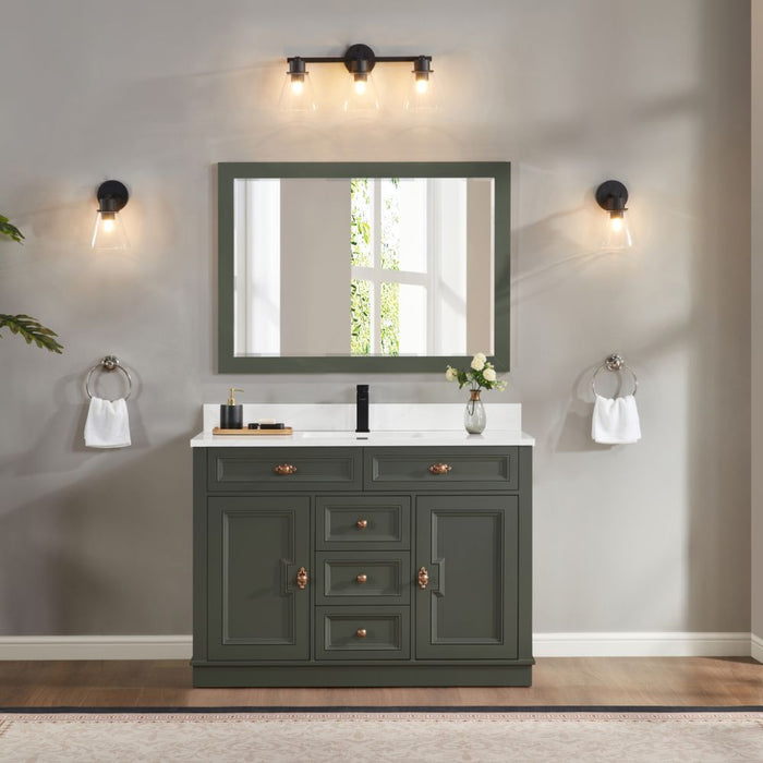48" Jonesy Pewter Green Single Sink Wood Vanity - Undermount Basin & Artificial Stone Top
