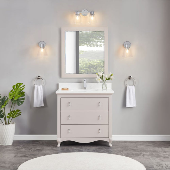 Baretta 36" Dreamy Solid Wood Bathroom Vanity in White – Contemporary Style with Stone Countertop