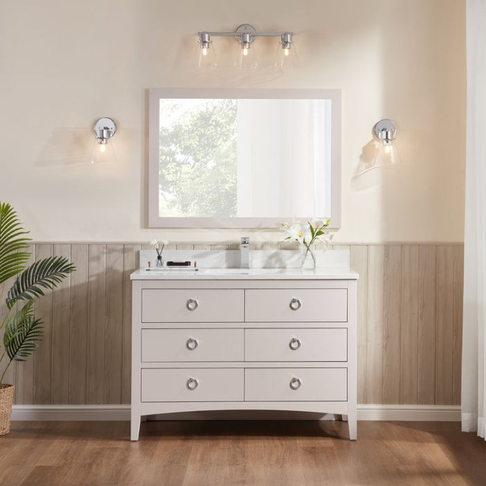Winda 48" White Bathroom Sink Vanity – Solid Wood Base & Artificial Stone Counter