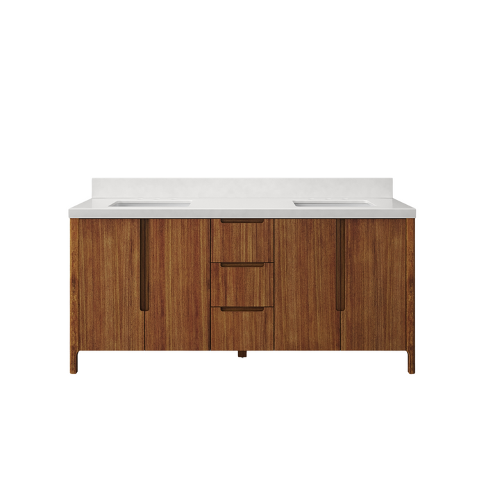 72-Inch Mango Wood Xilo Freestanding Double Vanity with Whitebrook Quartz Top & Backsplash