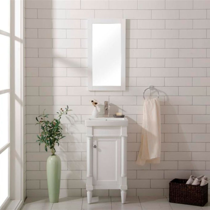 Boheme 18" White Ceramic Bathroom Vanity Cabinet – Pre-Drilled Single Hole Top