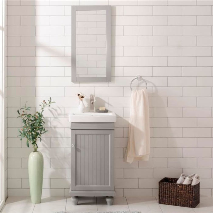 Aria 18" Gray Free-Standing Bathroom Vanity with White Ceramic Sink Top - Small Space Solution