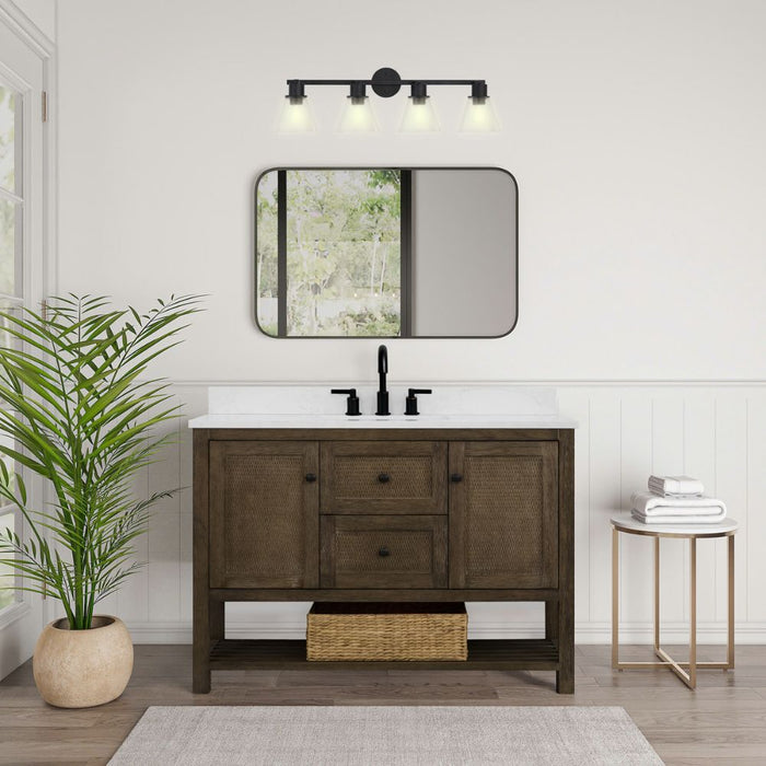 Edeline 48" White Stone Vanity – Modern Bathroom Cabinet with Undermount Sink & Storage