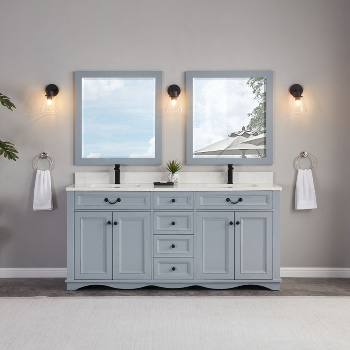 Arcene 72" Cadet Finish Bathroom Vanity with Artificial Stone Countertop & Soft Close Drawers