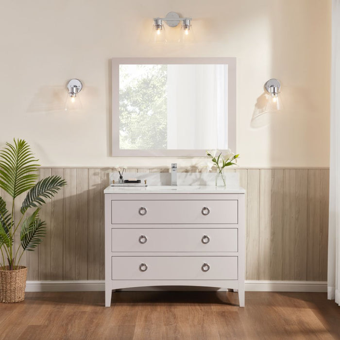 Spuma 42" Freestanding Sink Vanity in White – Solid Wood Base & Artificial Stone Countertop