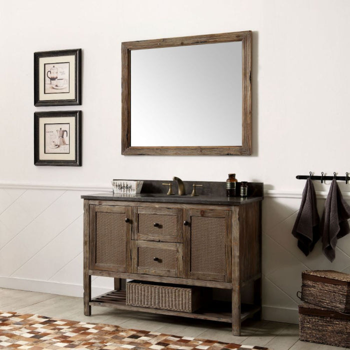 Rochadh 48" Solid Wood 2-Door Bathroom Vanity with Moon Stone Countertop & Ceramic Sink