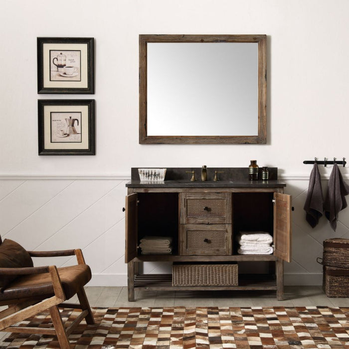 Rochadh 48" Solid Wood 2-Door Bathroom Vanity with Moon Stone Countertop & Ceramic Sink