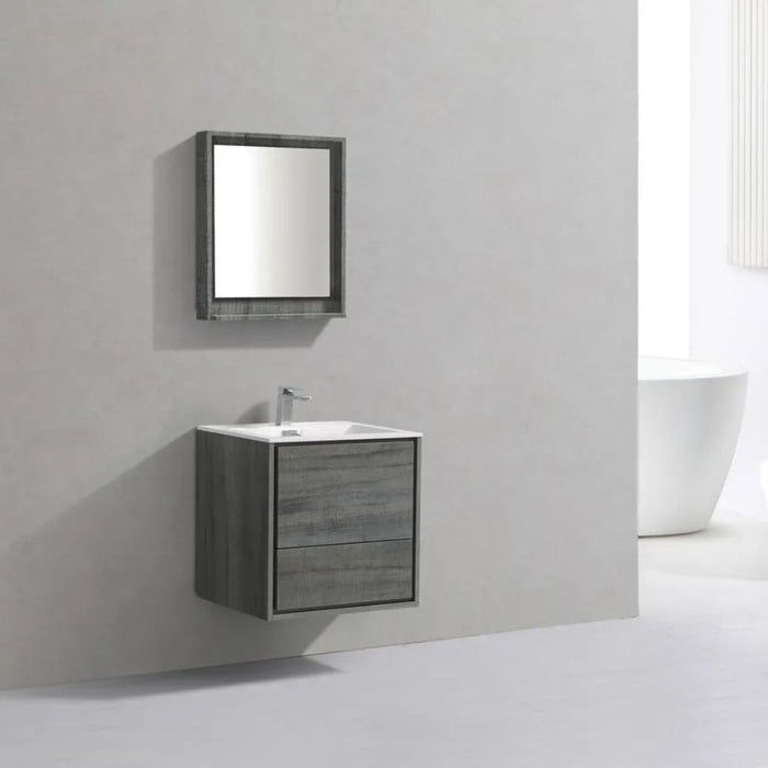 DeLusso 24" Ocean Gray Wall Mount Modern Bathroom Vanity