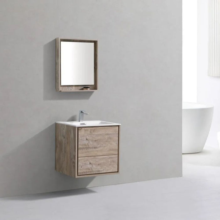 DeLusso 24" Nature Wood Wall Mount Modern Bathroom Vanity