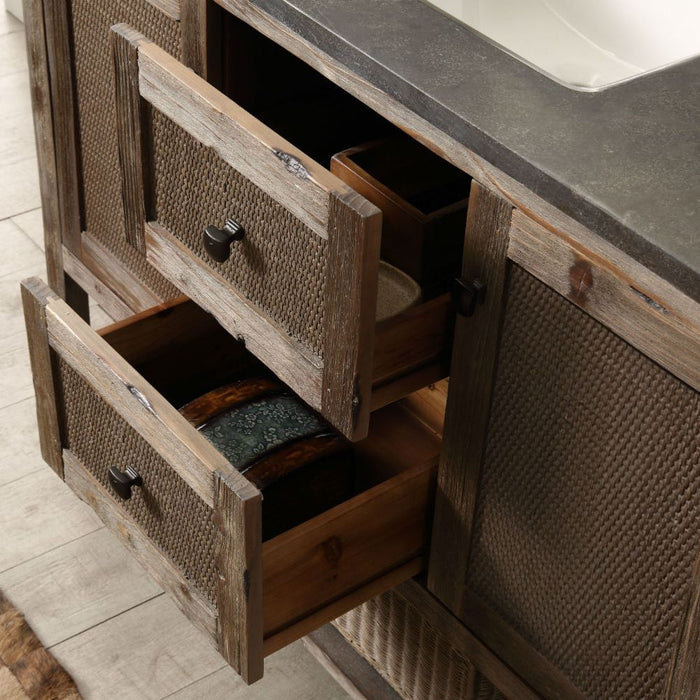 Rochadh 48" Solid Wood 2-Door Bathroom Vanity with Moon Stone Countertop & Ceramic Sink