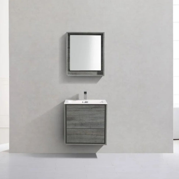 DeLusso 24" Ocean Gray Wall Mount Modern Bathroom Vanity