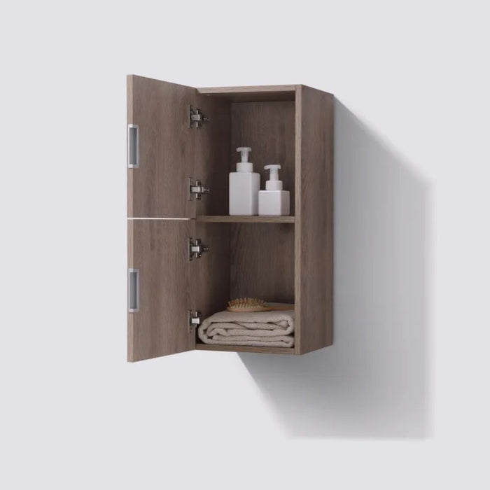 Chloe 12" Wide Butternut Wood Finish Linen Cabinet – Two Door Bathroom Storage