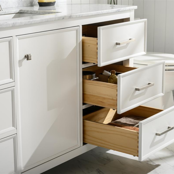 Brookfield 60" White Artificial Stone Single Vanity - Contemporary 6-Drawer Undermount Basin