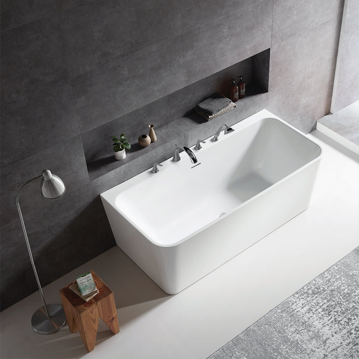 67-Inch Freesia Freestanding Bathtub – Deep Soaking Acrylic Tub with Smooth Contours